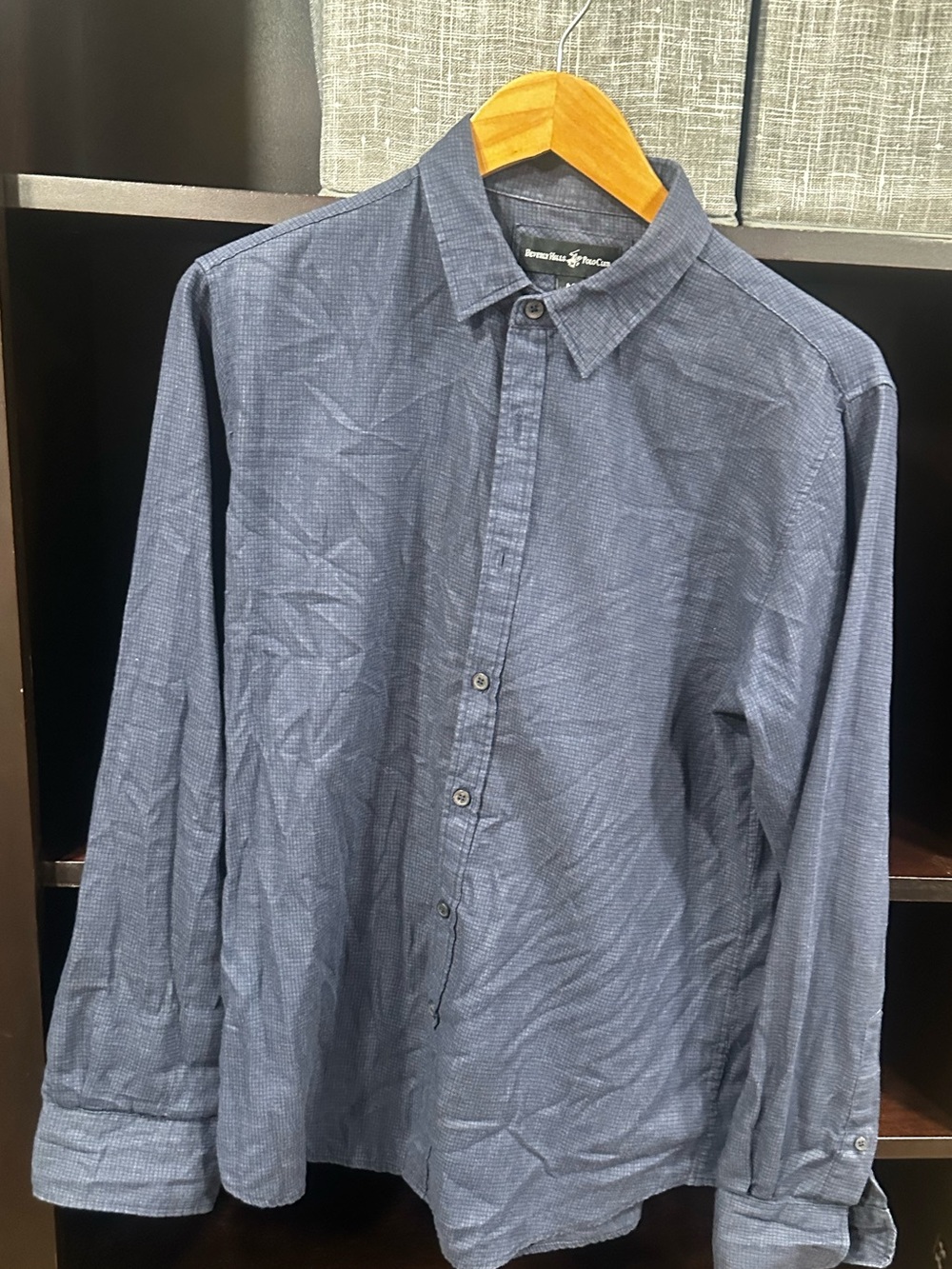 Beverly Hills Polo Club Men's Navy Button-Down Long Sleeve Shirt